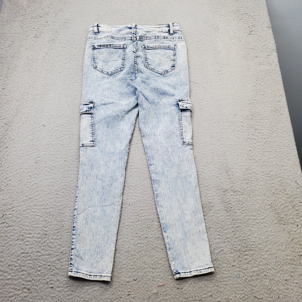 Between Us Cargo Jeans Womens 7 Multi Denim Stretch Utility Pockets Skinny Leg - Picture 2 of 9